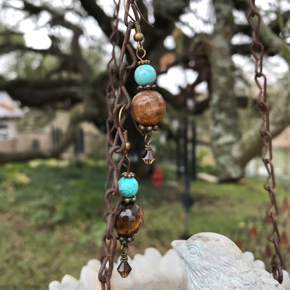 Tiger Eye and Magnesite with Swarovski Crystal - Picture 2 of 2